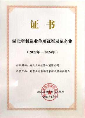 湖北省制造業(yè)單項冠軍示范企業(yè)